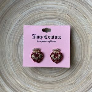 NWT, Juicy Couture Heart/Crown Embellished Gold Post Earrings